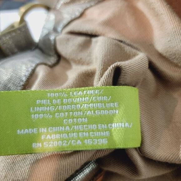 SIGRID OLSEN Leather Hobo Shoulder Bag Distressed Brush Gold Boho Handbag - Picture 6 of 15